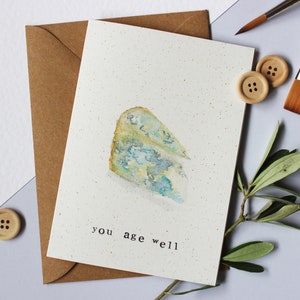 Biglietto d'auguri per invecchiare bene - Compleanno, Invecchiamento, Stilton, Formaggio, Invecchiamento, Biglietto d'auguri per uomo, Maschio, Gioco di parole, Divertente, Fatto a mano