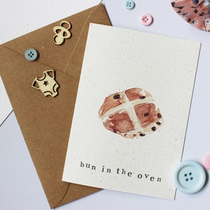 Bun in the Oven-kaart - gefeliciteerd zwangerschap, zwangerschapskaart, zwanger, baby op komst, babyshower, zwangerschapsaankondiging, Pasen