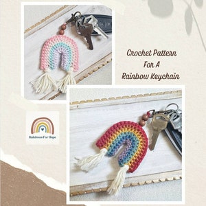 Rainbow Keychain Crochet Pattern, PDF Download Pattern for Keychain, DIY Rainbow Keychain, Boho Rainbow Tassel Keychain