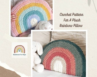 Plush Rainbow Pillow, Crochet Pattern for a Rainbow Pillow, Throw Pillow Crochet Pattern, Crochet Pattern w/ Blanket Yarn, Easy Crochet