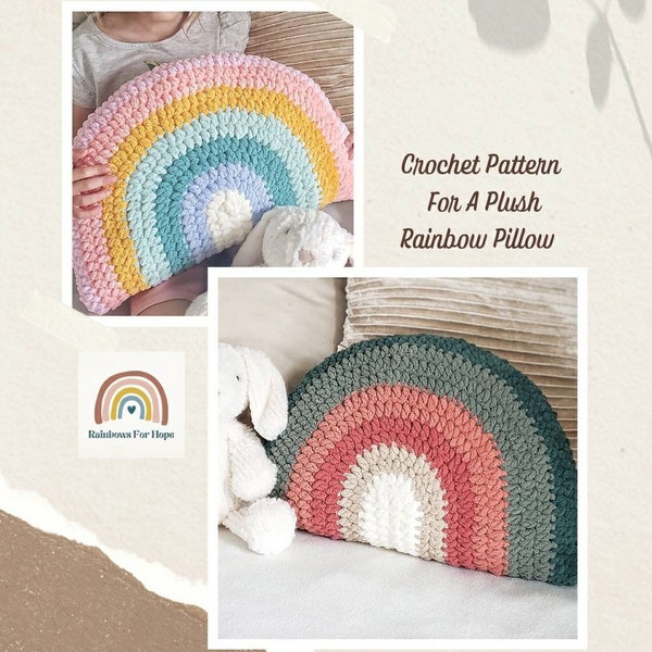 Plush Rainbow Pillow, Crochet Pattern for a Rainbow Pillow, Throw Pillow Crochet Pattern, Crochet Pattern w/ Blanket Yarn, Easy Crochet