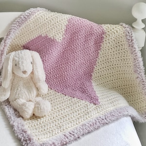 Plush Heart Crochet Blanket Pattern, Easy Crochet Baby Blanket Pattern, PDF Digital Download Crochet Tutorial, Graphgan Baby Throw
