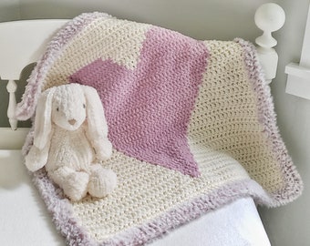 Plush Heart Crochet Baby Blanket Pattern: Easy Graphgan Tutorial (PDF Digital Download)