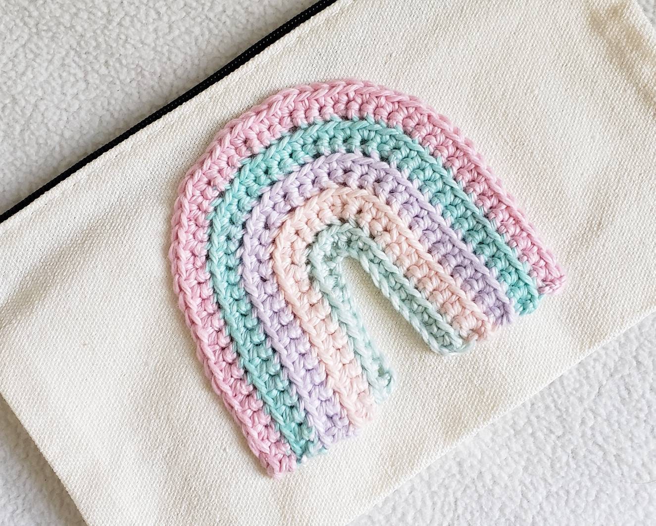 Rainbow Crochet Applique Easy Crochet Applique Pattern Sewn Etsy