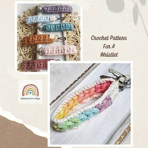 Patrón de pulsera de crochet, patrón para un llavero de crochet o una pulsera de billetera, pulsera de llavero colorida DIY, patrón de crochet fácil