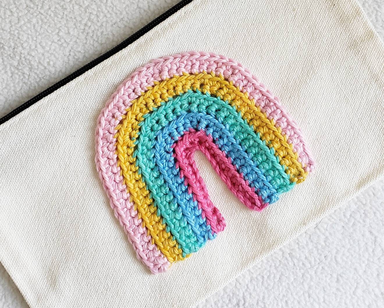 Rainbow Crochet Applique Easy Crochet Applique Pattern Sewn Etsy