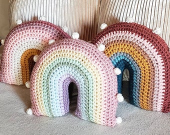 Rainbow Pillow, Rainbow Shaped Throw Cushion, Boho Nursery Decor, Colorful Accent Pillow, Cottagecore Nature Home Decor, Rainbow Baby Gift