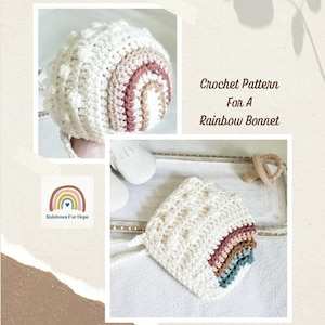 Patroon regenboog babymutsje, patroon gehaakt babymutsje, patroon bobbeltje motorkap, zelfstudie regenbooghoed, eenvoudig haakpatroon, DIY gehaakte muts