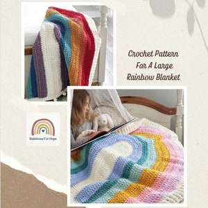 Chunky Rainbow Blanket, Crochet Pattern for a Rainbow Blanket, Chunky Blanket Crochet Pattern, Crochet Pattern w/ Blanket Yarn, Easy Crochet