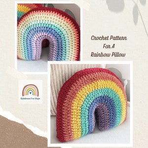 Crochet Pattern for a Rainbow Pillow in Acrylic or Blanket Yarn, PDF Download Crochet Pillow Tutorial, Crochet Rainbow Arch Pillow Pattern