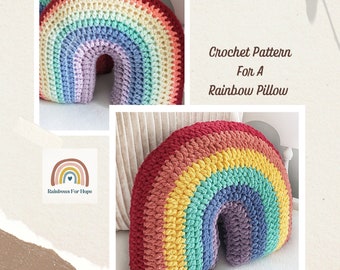 Crochet Pattern for a Rainbow Pillow in Acrylic or Blanket Yarn, PDF Download Crochet Pillow Tutorial, Crochet Rainbow Arch Pillow Pattern