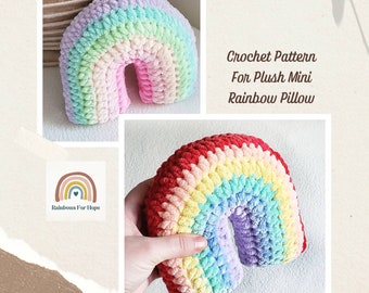 Mini Rainbow Pillow Crochet Pattern: Chenille Yarn (Digital Download)