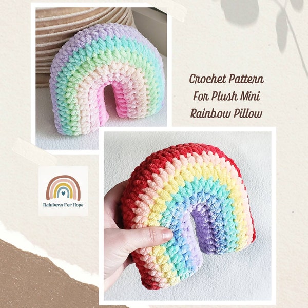 Mini Rainbow Crochet Pattern, Crochet Pattern for a Rainbow Pillow, Miniature Doll Pillow, Rainbow Stuffed Toy, Rainbow Baby Shower Gift