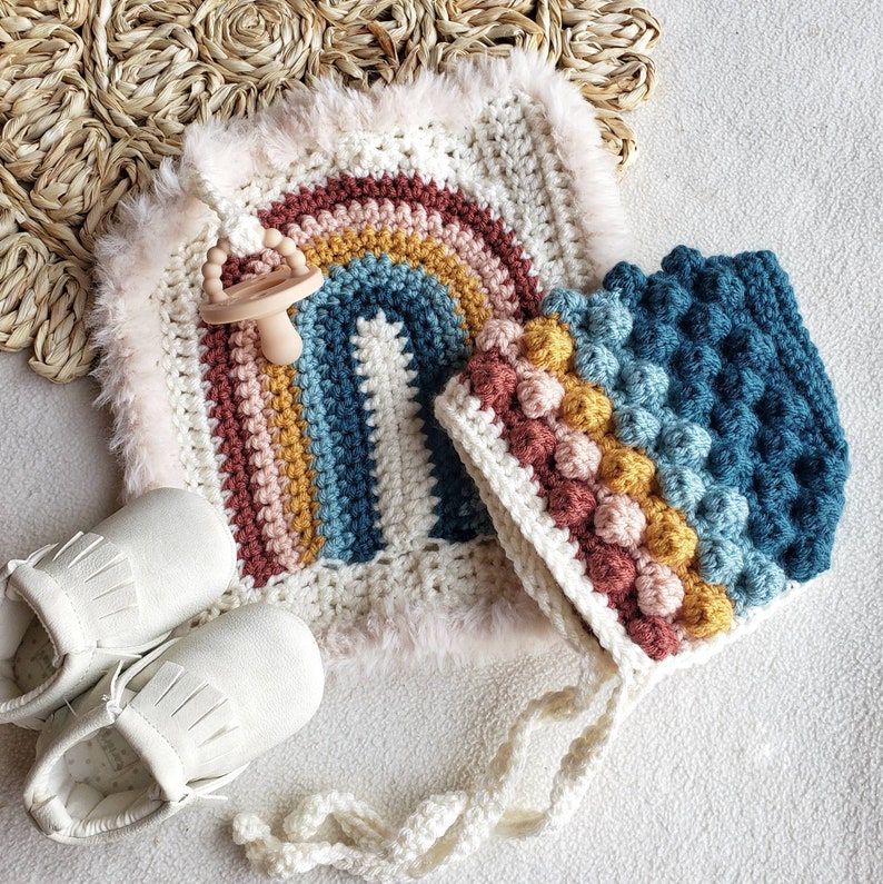 Rainbow Baby Lovey Pacifier Lovey Binky Clip Small Crochet Etsy