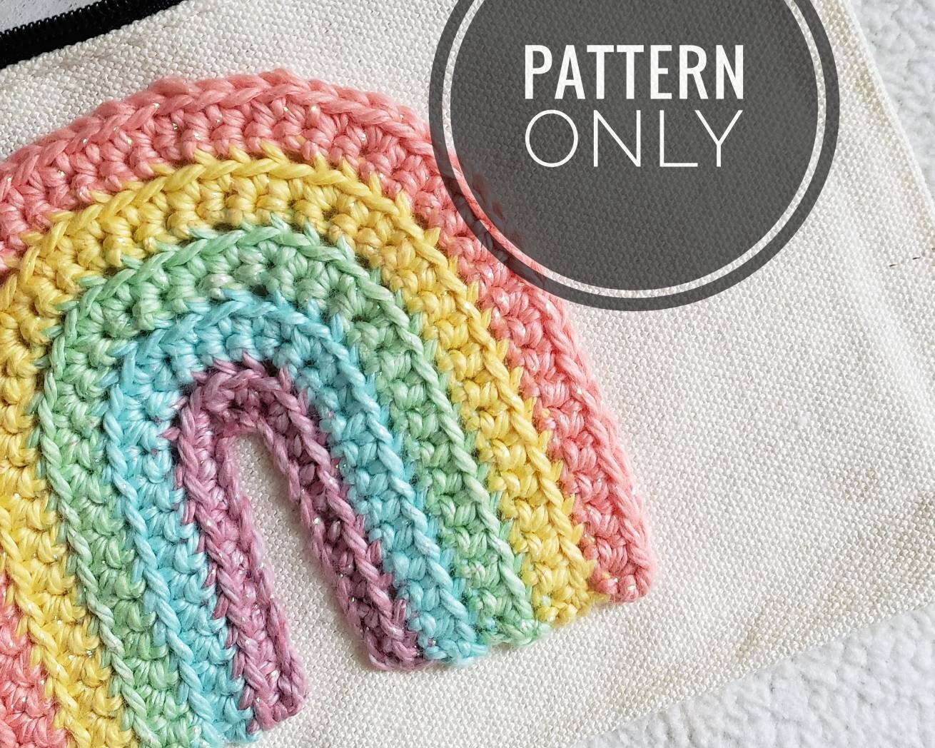 Rainbow Crochet Applique Easy Crochet Applique Pattern Sewn Etsy