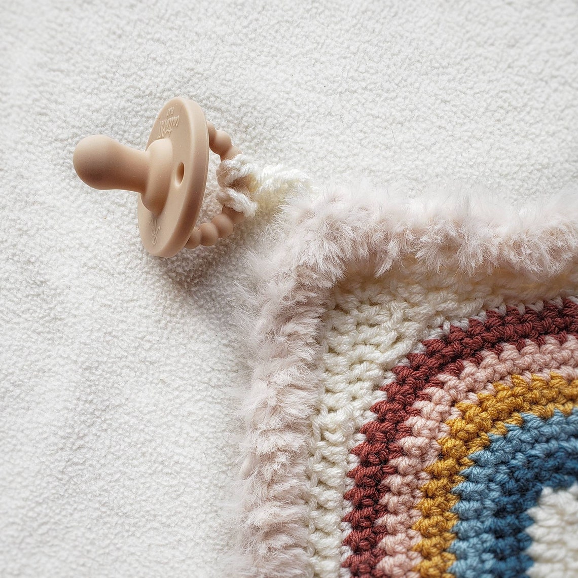 Rainbow Baby Lovey Pacifier Lovey Binky Clip Small Crochet Etsy
