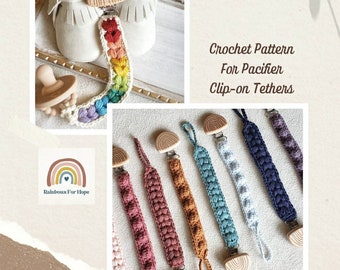 Crochet Pacifier Holder Pattern, Crochet Pattern for Pacifier Clip, Bobble Pacifier Leash, Braided Paci Clip Pattern, Dummy Chain Pattern