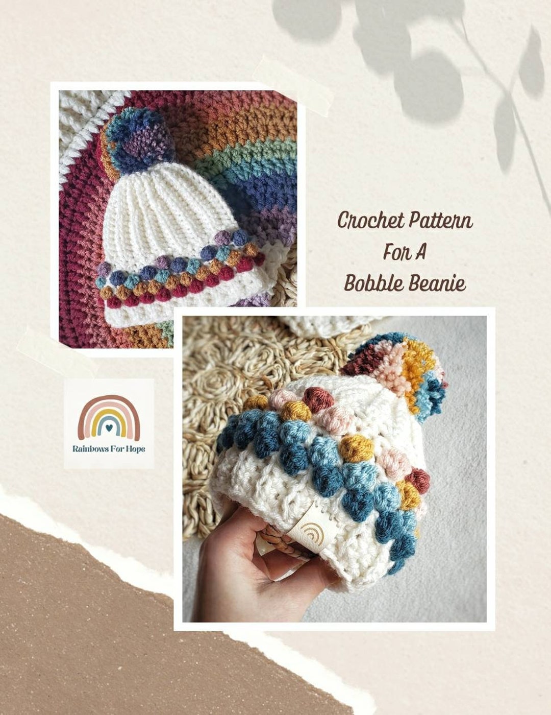 Bobble Beanie Crochet Pattern: Winter Hat, Five Sizes (PDF Download) - Etsy