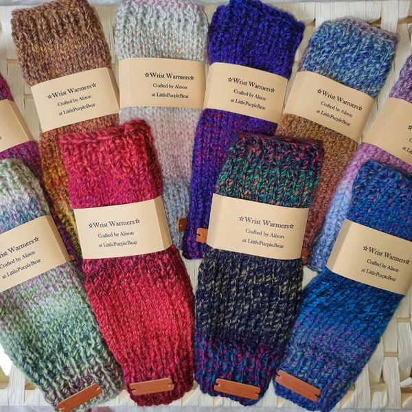 Hand-knitted soft and cosy wrist warmers