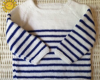 Babys' hand-knitted Breton style stripey jumper