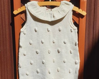 Robe d'été/chasuble tricotée à la main 100 % coton avec ou sans chapeau de soleil assorti.