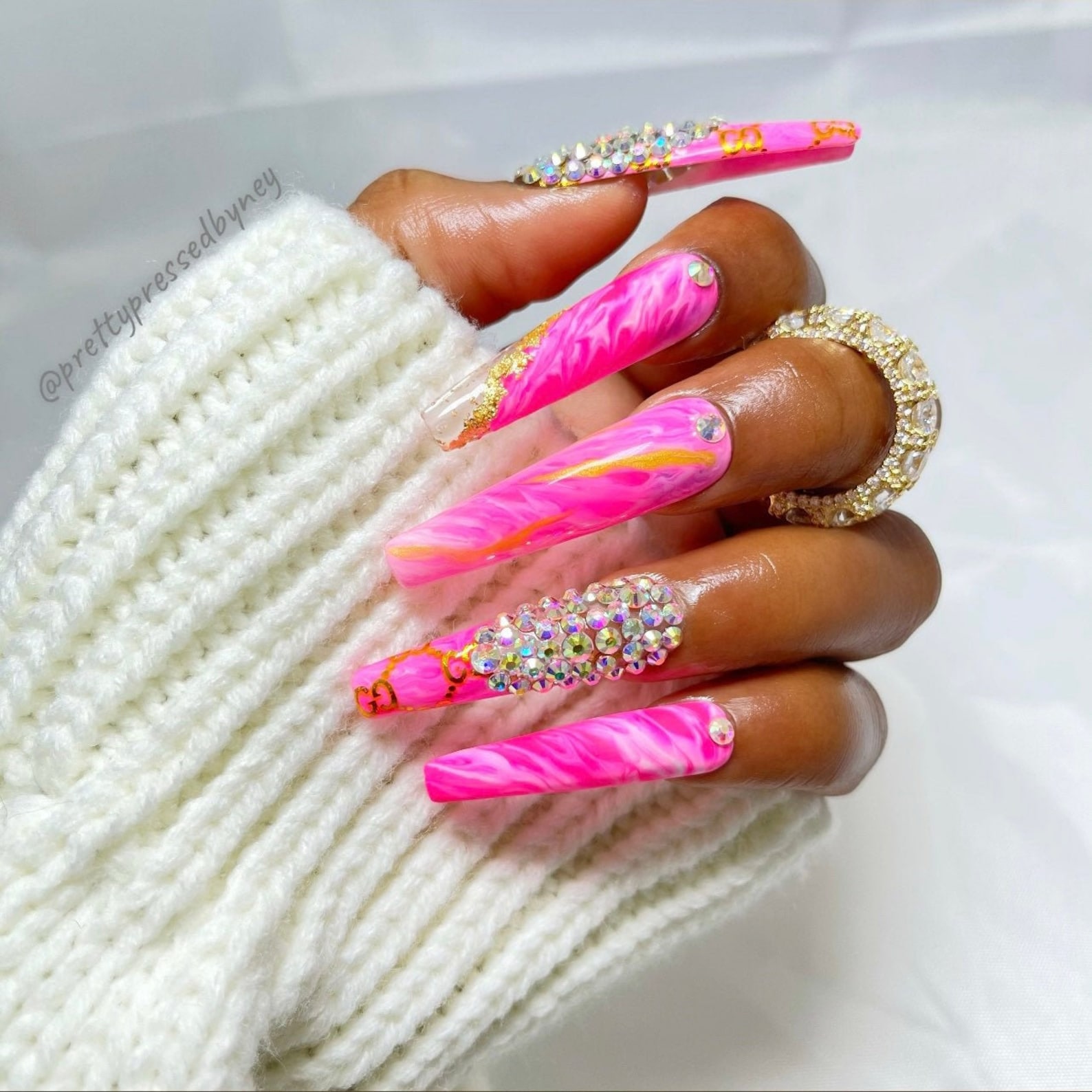 Barbie Pink Set Pink Nails Bling Nails Xxl Coffin Nails - Etsy