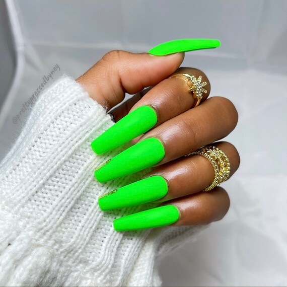 Nails Long Green Polarized Light Green Butterfly Wearing Dual Forms Coffin  Flat | eBay