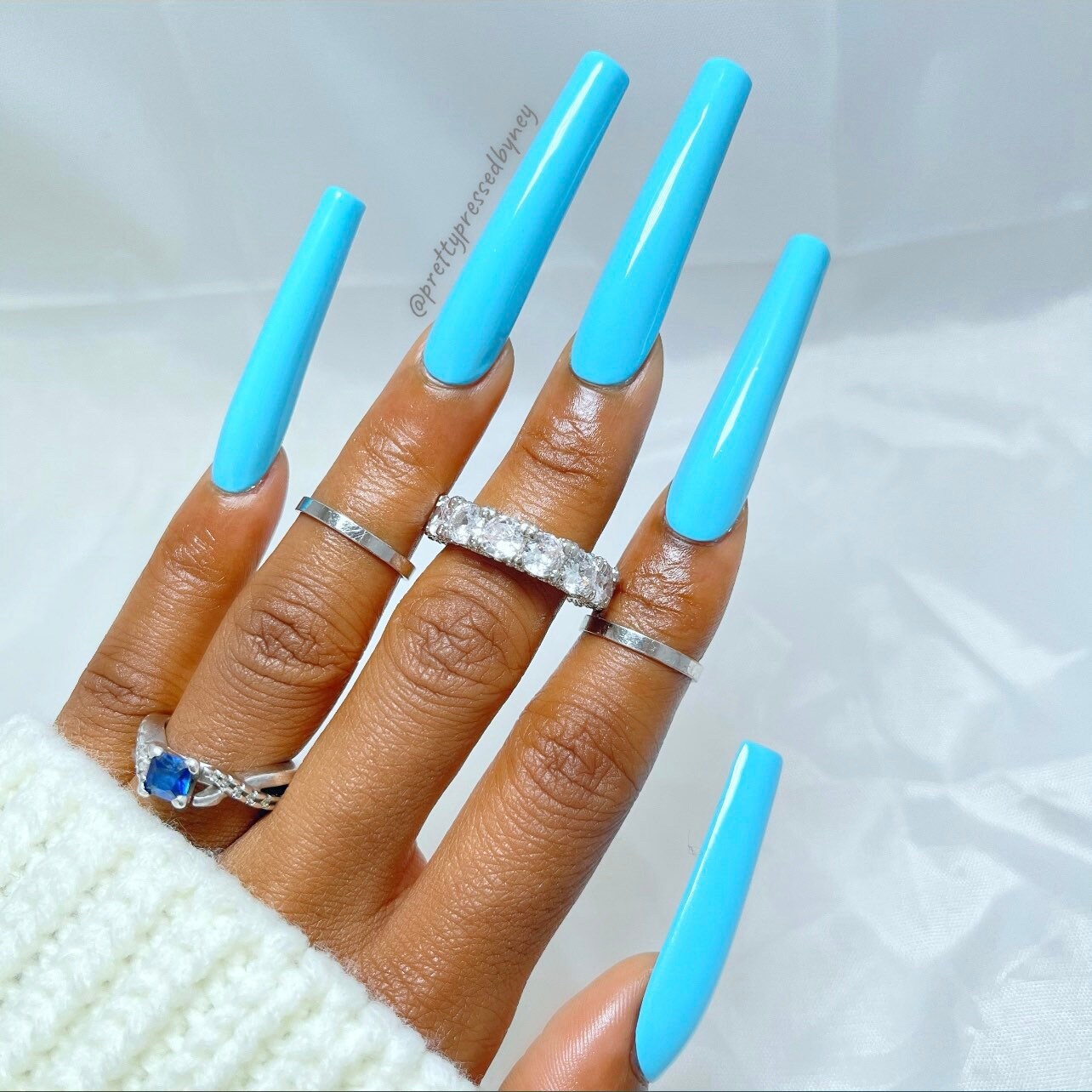 Blue Vibez Set 5xl Square Nails Press On Nails Blue Etsy
