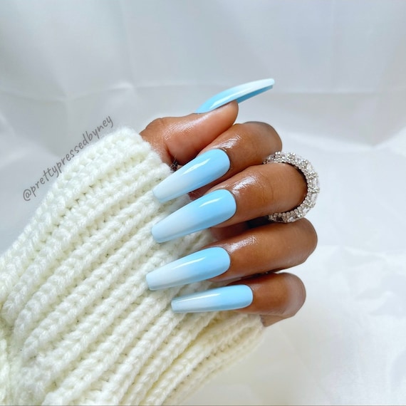 Bahamas Set Ombré Nails Ombré Pressonnails Blue Nails - Etsy Finland