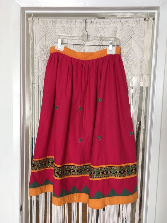 Pink Ethnic Indian Inspired Mirror Cotton Skirt ~… - image 2