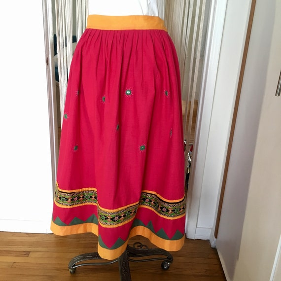 Pink Ethnic Indian Inspired Mirror Cotton Skirt ~… - image 1