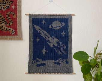 Spaceship and Planet Tapestry PATTERN DOWNLOAD