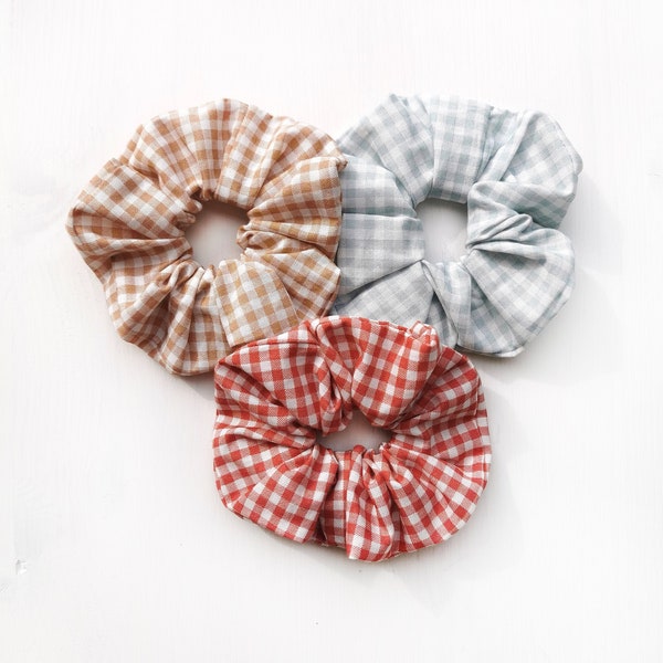 Chouchou/Scrunchie Vichy en tissu bio