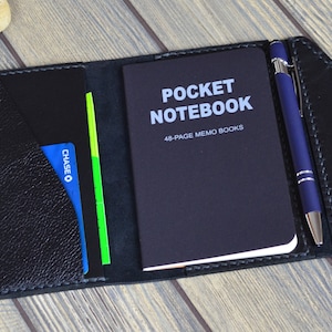 Minimalist Refillable Leather Cover Mini notepad cover  Pocket Notebook for Field Notes 3.5 x 5.5 for Moleskine  Handmade Leather Cover