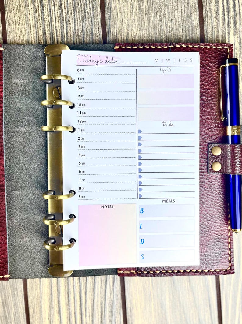 PRINTED / A6 Personal Size Daily Planner Inserts - Undated, Double ...