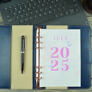 2025 Printed Monthly Planner Inserts - A5 Size - Weekly, Monthly Review, and Notes Sections, 2025-2026  planner refills pink