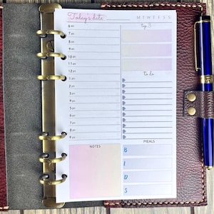 Inserti per planner giornaliero formato personale STAMPATO / A6 - Senza data, fronte-retro, un giorno per pagina - Ricariche per planner formato personale A6 2025