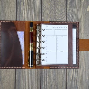 A7 Leather Binder Notebook with Legal Pad – Refillable Planner Organizer, Two-in-One Journal, Ring Binder Folio for Work or Gift
