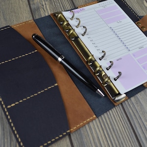 Leder Ringbuch 6-Ringe,A6 Größe Leder Organizer Agenda,Leder Skizzenbuch,Handgemachtes Skizzenbuch,Ring Leder Agenda nachfüllbar,