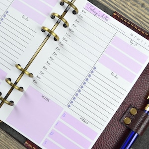 Inserti per planner giornaliero formato personale STAMPATO / A6 - Senza data, fronte-retro, un giorno per pagina - Ricariche per planner formato personale A6 2025