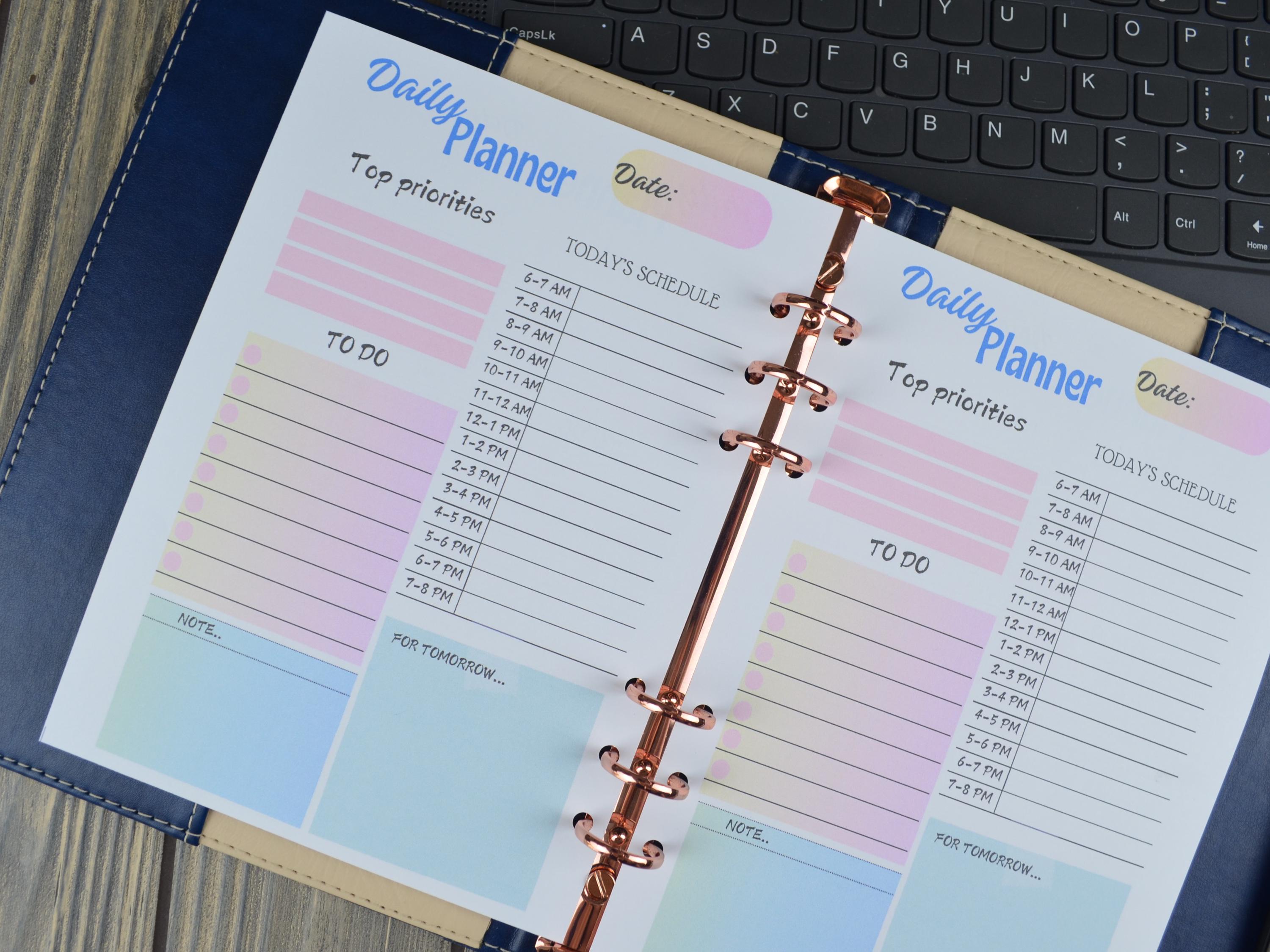 PRINTED / A5 Daily Planner Inserts - Undated, Double-sided, One Day per ...