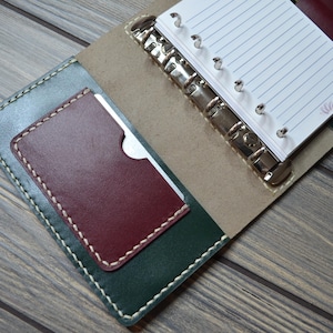 Pasta de couro A7 – Capa para planejador recarregável – Organizador de bolso feito à mão