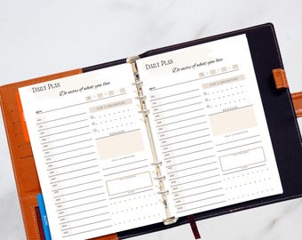 A5 Daily Planner Inserts - Undated, Double-Sided, One Day Per Page - 2025 A5 Planner Refills