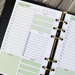 Inserti per planner giornaliero formato personale STAMPATO / A6 - Senza data, fronte-retro, un giorno per pagina - Ricariche per planner formato personale A6 2025