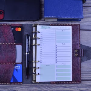 Personalized Planner 2025,A6 Daily, Weekly planner for women . Leather daily agenda, Refillable Planner Cover Gift for Mom ,Christmas Gift