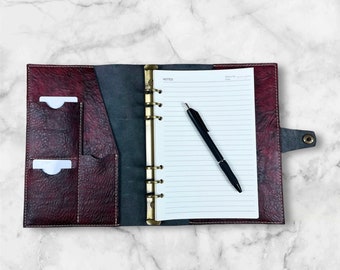Leather Binder 6-Ring, a 5  Leather Notebook Folder, Personalized Journal for Women, Men, Organizer Refillable  Document Holder