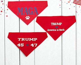Dog Bandana Trump OVER the collar Slide on Scarf 3 Styles 2028, MAGA and more