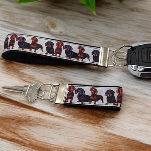 Llavero de perro salchicha, hecho a mano, llavero de pulsera, tirador de cremallera de mochila, llavero