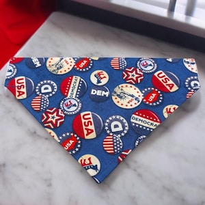 Dog Bandana Democrat Over the Collar Dog Scarf Slip on Pet Bandana Democratic