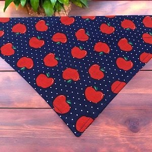 Apple Dog Bandana Over the Collar slip on Dog Scarf, back to school Apple picking Gift Fall Apples Teachers Dog,